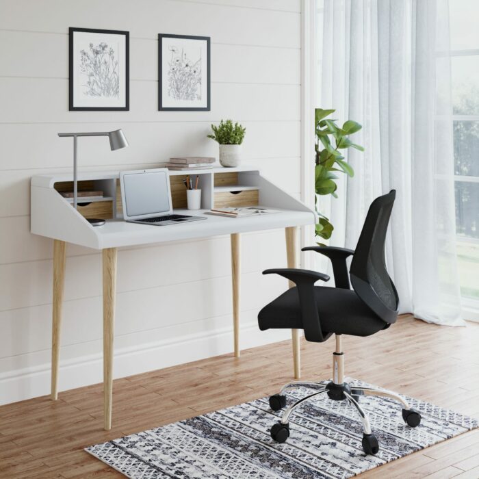 Alphason Yeovil White & Sonoma Oak slim home office writing desk-18910