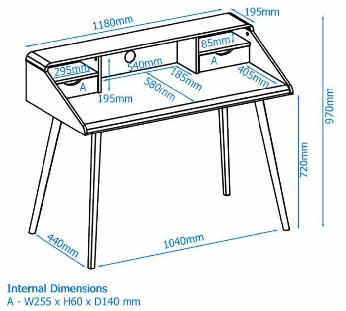 Alphason Yeovil White & Sonoma Oak slim home office writing desk-18912