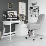 Alphason Bridport White Gloss Storage Desk-18924
