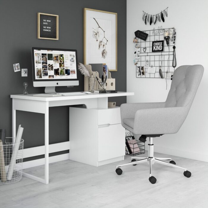 Alphason Bridport White Gloss Storage Desk-18924