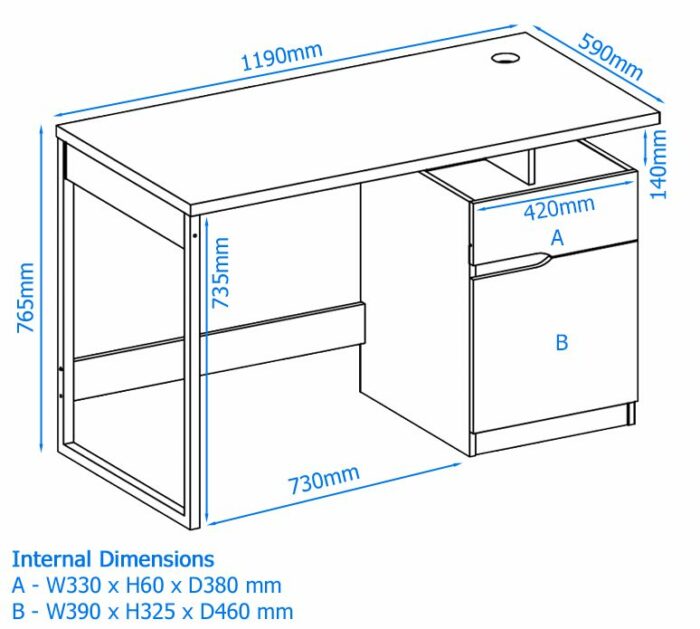 Alphason Bridport White Gloss Storage Desk-18920