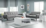 julian bowen Monza Retro 3 Seat Sofa Mid Grey Linen Fabric-19330
