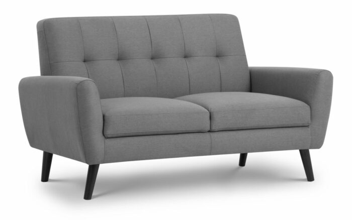 julian bowen Monza Retro 2 Seat Sofa Mid Grey Linen Fabric-0