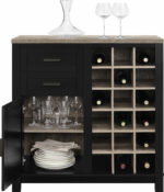 Dorel Carver Bar cabinet in black/weathered oak or grey/weathered oak-0