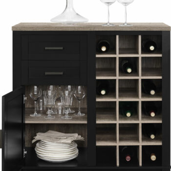 Dorel Carver Bar cabinet in black/weathered oak or grey/weathered oak-0