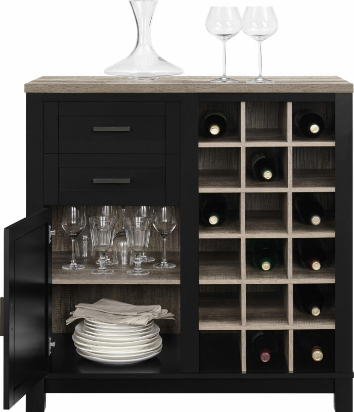 Dorel Carver Bar cabinet in black/weathered oak or grey/weathered oak-0
