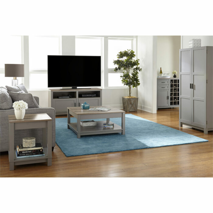 Dorel carver tv stand in grey/weathered oak or black/weathered oak-19223