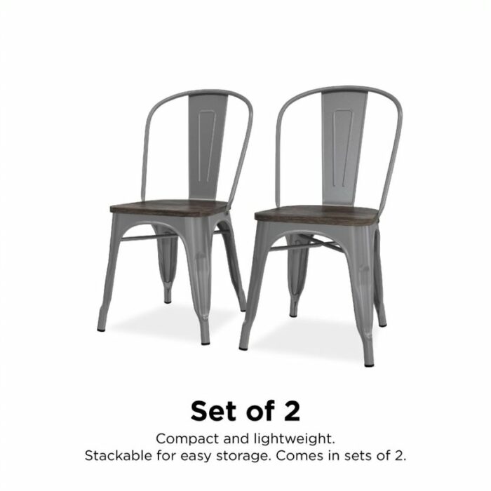 Dorel Fusion Dining chair in gun metal, black, Silver or white Pack of 2-22455