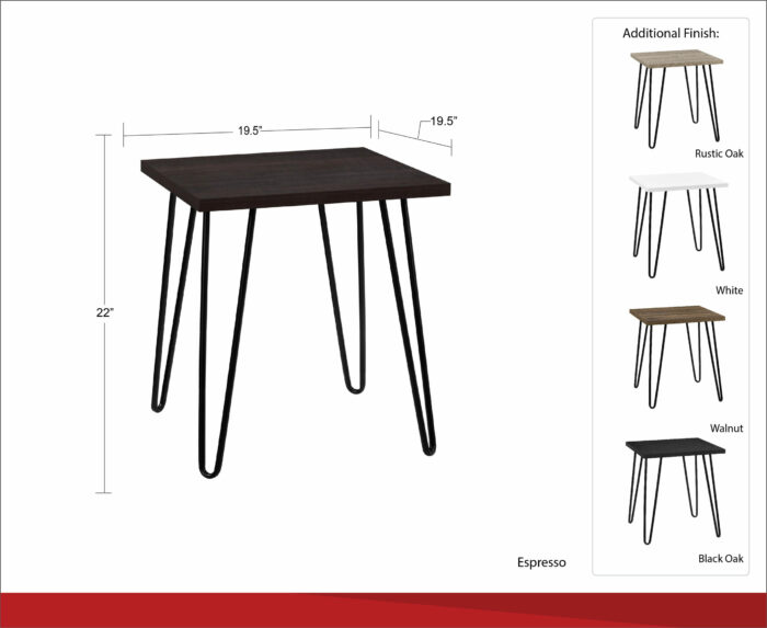Dorel Owen Retro Hairpin End table-19762