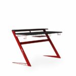 Alphason Aries Black & Red Carbon Fibre Effect Gaming Desk with storage-0