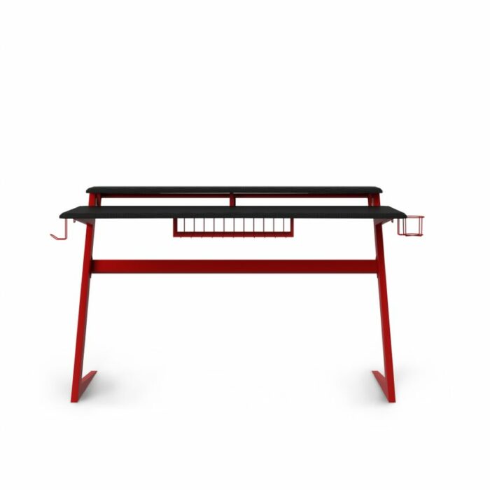 Alphason Aries Black & Red Carbon Fibre Effect Gaming Desk with storage-20057