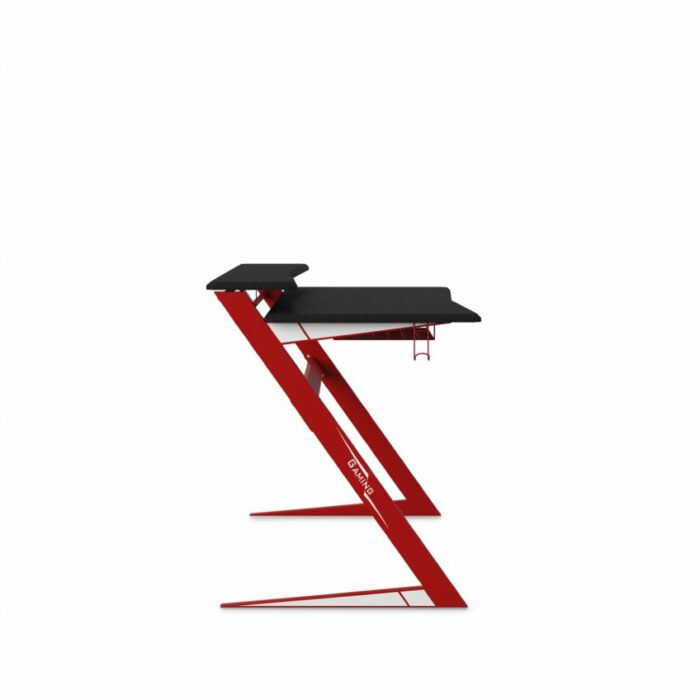 Alphason Aries Black & Red Carbon Fibre Effect Gaming Desk with storage-20055