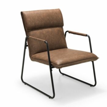 Julian Bowen Gramercy Industrial Style Chair - Brown Faux Leather-0