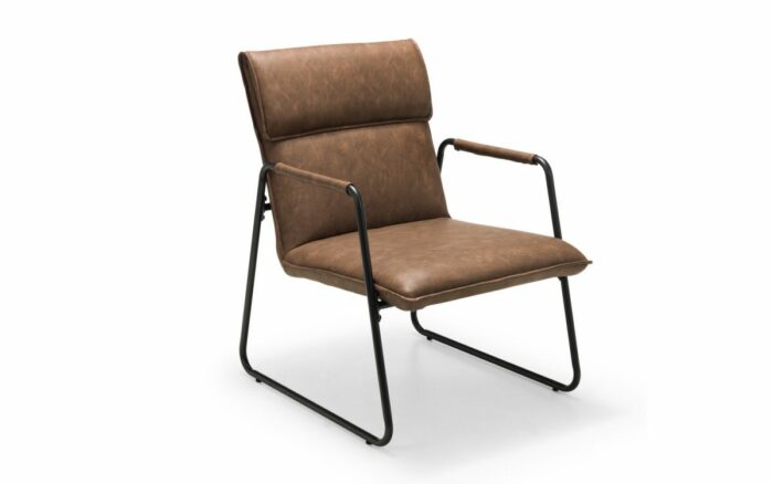 Julian Bowen Gramercy Industrial Style Chair - Brown Faux Leather-0