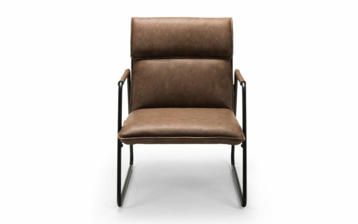 Julian Bowen Gramercy Industrial Style Chair - Brown Faux Leather-19400
