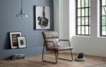Julian Bowen Gramercy Industrial Style Chair - Brown Faux Leather-19402