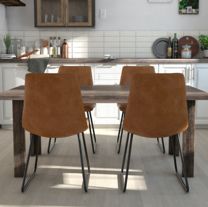 Dorel Bowden Upholstered Molded Chair - Caramel Maple (set of 2)-34151