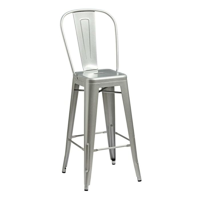 Zap Marcel Metal Bar Stool with Back Rest indoor or outdoor use Black, Grey, Blue, Yellow-20071