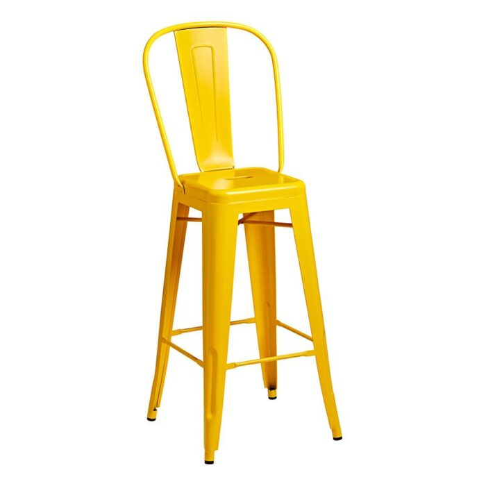 Zap Marcel Metal Bar Stool with Back Rest indoor or outdoor use Black, Grey, Blue, Yellow-20072