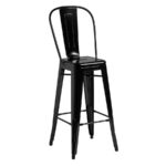 Zap Marcel Metal Bar Stool with Back Rest indoor or outdoor use Black, Grey, Blue, Yellow-20070