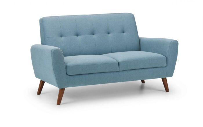 julian bowen Monza Retro 2 Seat Sofa Blue Linen Fabric-0