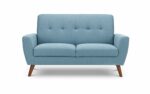 julian bowen Monza Retro 2 Seat Sofa Blue Linen Fabric-19340