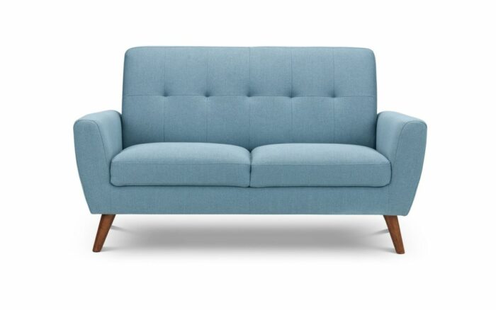 julian bowen Monza Retro 2 Seat Sofa Blue Linen Fabric-19340