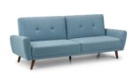 julian bowen Monza Retro 3/4 Seat Sofa Bed Blue Linen Fabric-19364