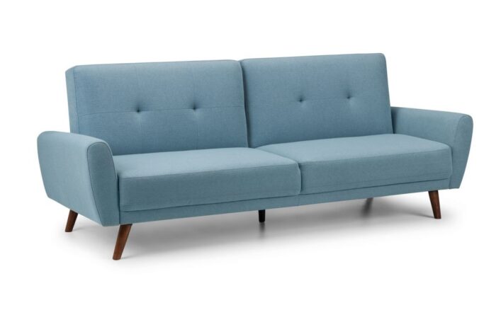 julian bowen Monza Retro 3/4 Seat Sofa Bed Blue Linen Fabric-19364