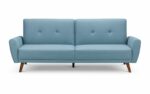 julian bowen Monza Retro 3/4 Seat Sofa Bed Blue Linen Fabric-19357