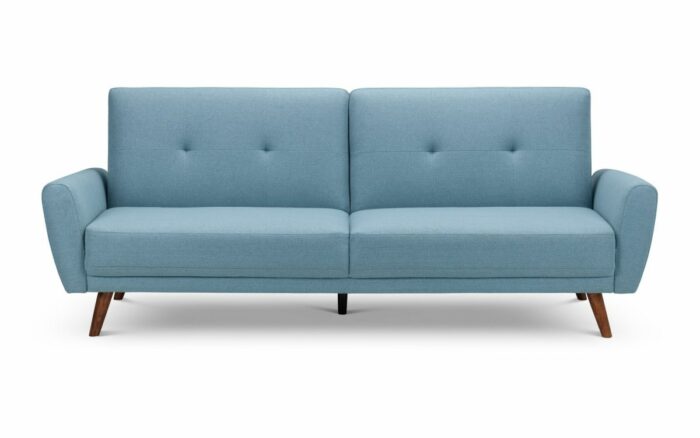 julian bowen Monza Retro 3/4 Seat Sofa Bed Blue Linen Fabric-19357