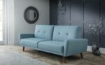 julian bowen Monza Retro 3/4 Seat Sofa Bed Blue Linen Fabric-19358