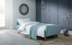 julian bowen Monza Retro 3/4 Seat Sofa Bed Blue Linen Fabric-19360