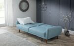 julian bowen Monza Retro 3/4 Seat Sofa Bed Blue Linen Fabric-19362