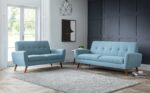 julian bowen Monza Retro Armchair Blue Linen Fabric-19314