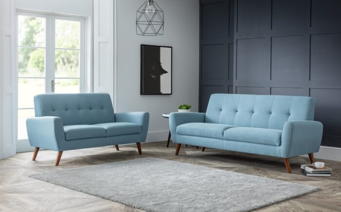 julian bowen Monza Retro Armchair Blue Linen Fabric-19314