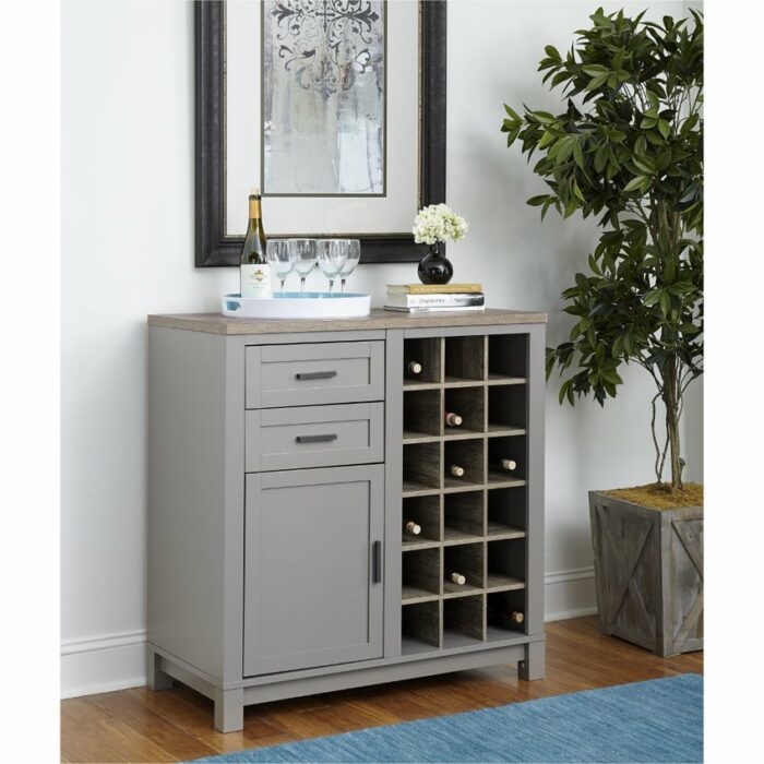 Dorel Carver Bar cabinet in black/weathered oak or grey/weathered oak-19182
