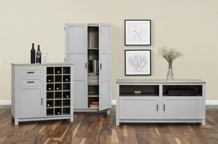 Dorel Carver Bar cabinet in black/weathered oak or grey/weathered oak-19185