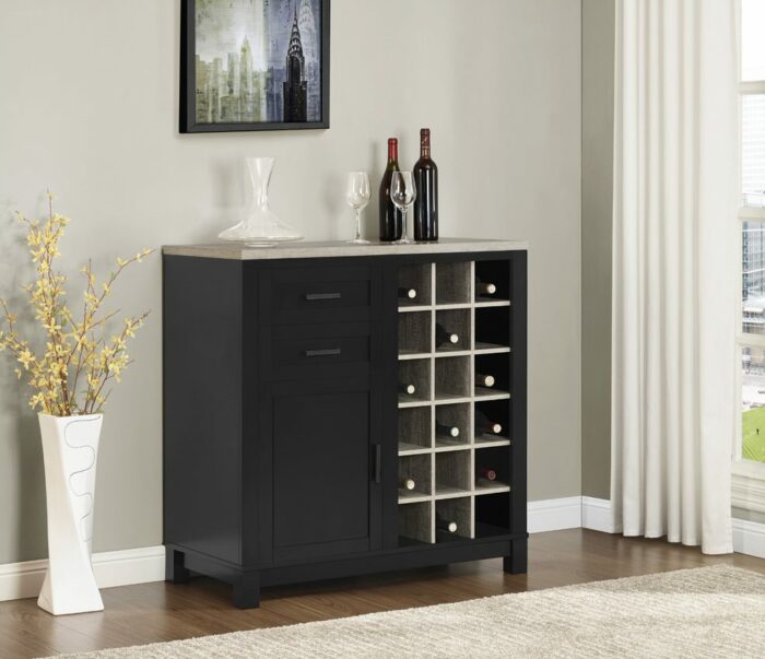 Dorel Carver Bar cabinet in black/weathered oak or grey/weathered oak-19183