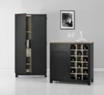 Dorel Carver Bar cabinet in black/weathered oak or grey/weathered oak-19181