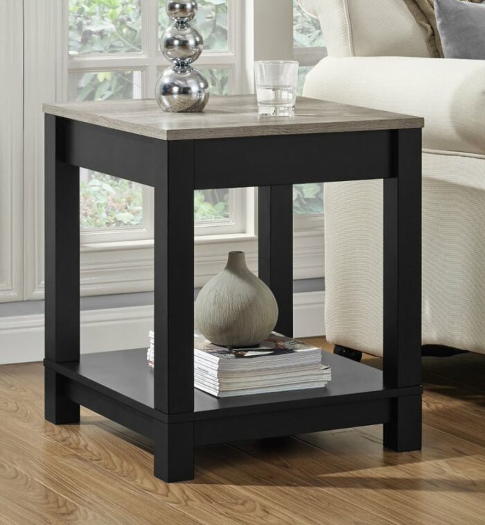 Dorel Carver End table in black/weathered oak or grey/weathered oak-19206