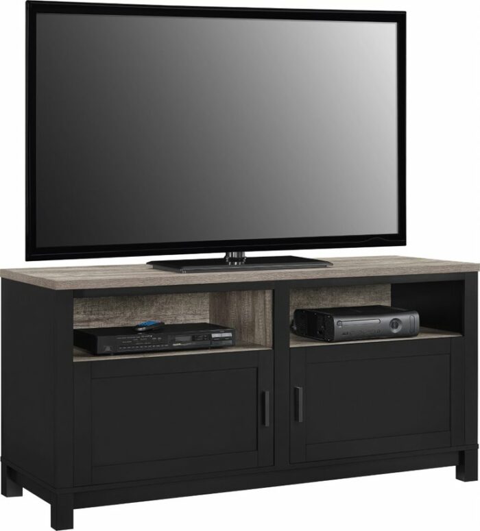 Dorel carver tv stand in grey/weathered oak or black/weathered oak-19224