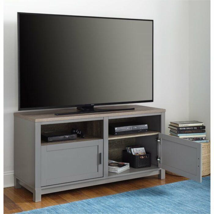 Dorel carver tv stand in grey/weathered oak or black/weathered oak-19214