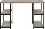 Dorel Elmwood Double pedestal desk in distressed gray oak-19273