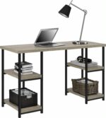 Dorel Elmwood Double pedestal desk in distressed gray oak-19272