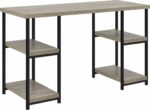 Dorel Elmwood Double pedestal desk in distressed gray oak-0