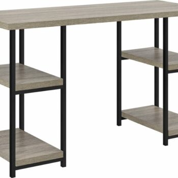 Dorel Elmwood Double pedestal desk in distressed gray oak-0