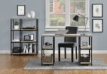 Dorel Elmwood Double pedestal desk in distressed gray oak-19270
