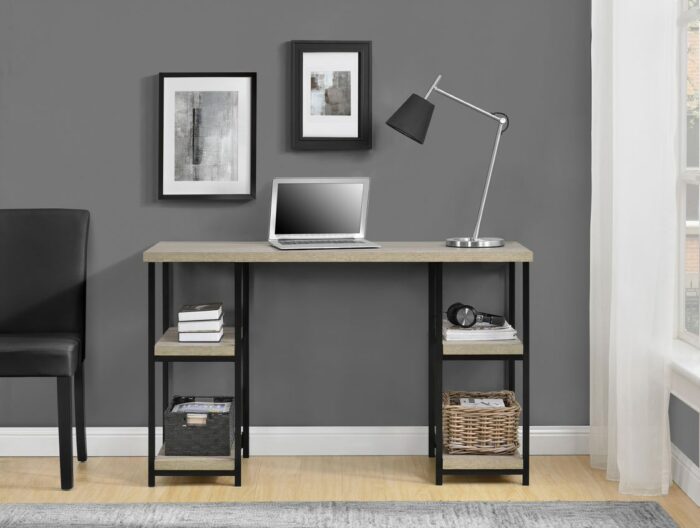 Dorel Elmwood Double pedestal desk in distressed gray oak-19269