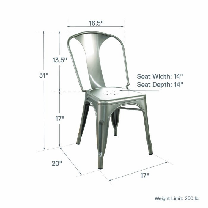 Dorel Finn metal dining chair in black or grey-19412